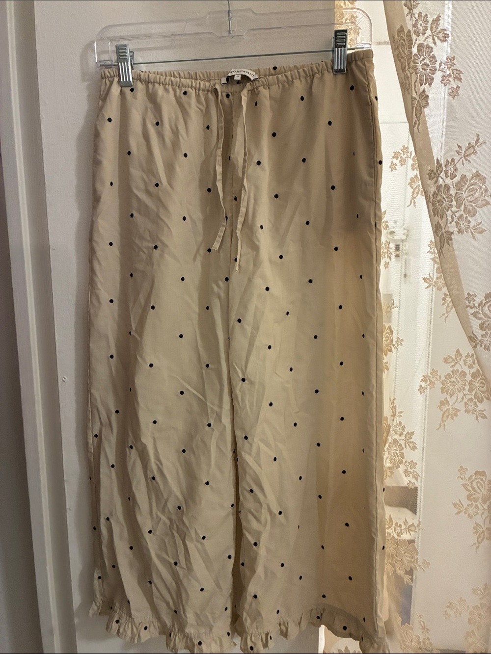WeWoreWhat Beige Joggers with Black Dot Print